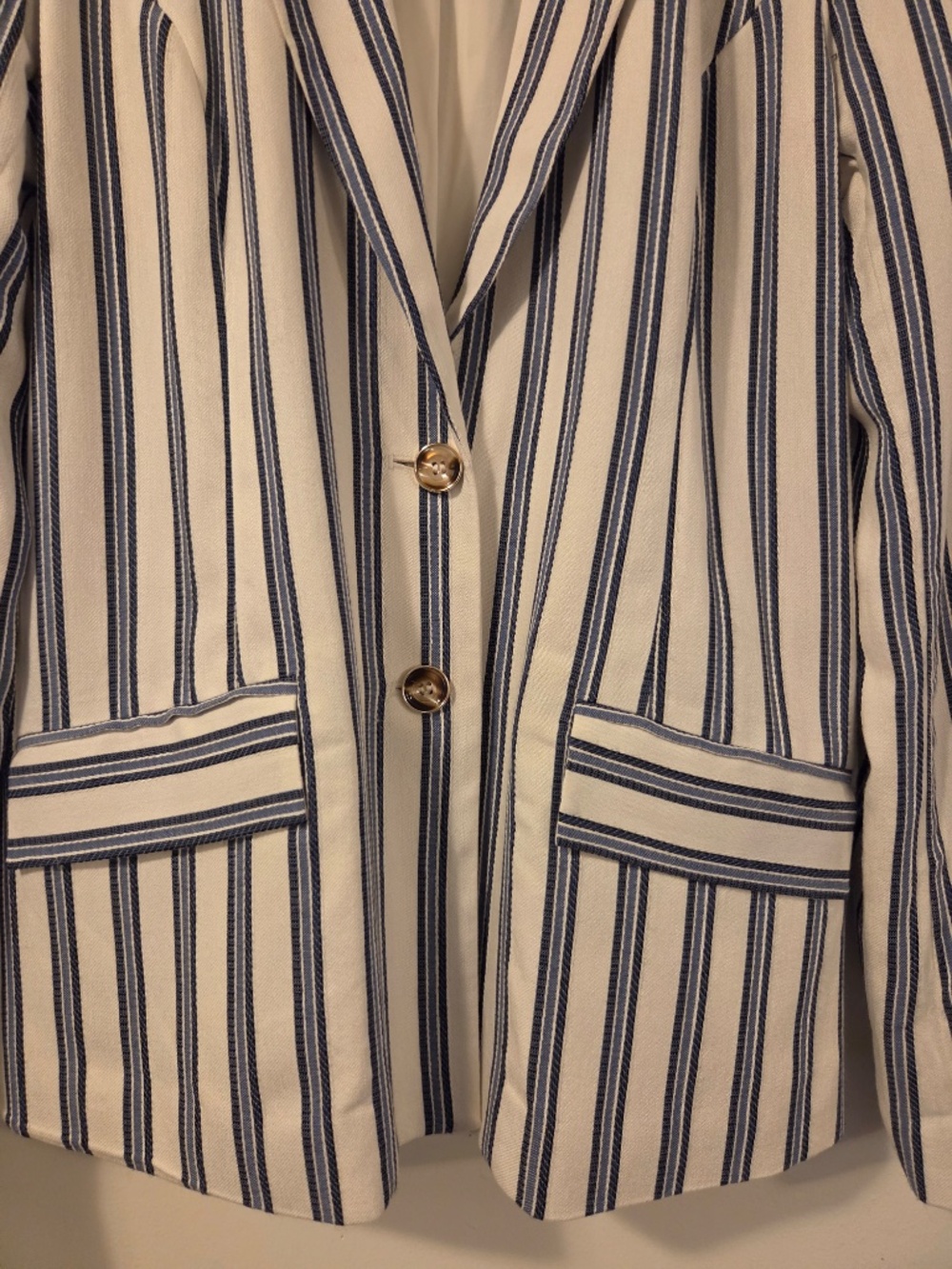 NEW Guess blazer/jacket stripe blue/white L office work preppy coastal capsule - Picture 3 of 11